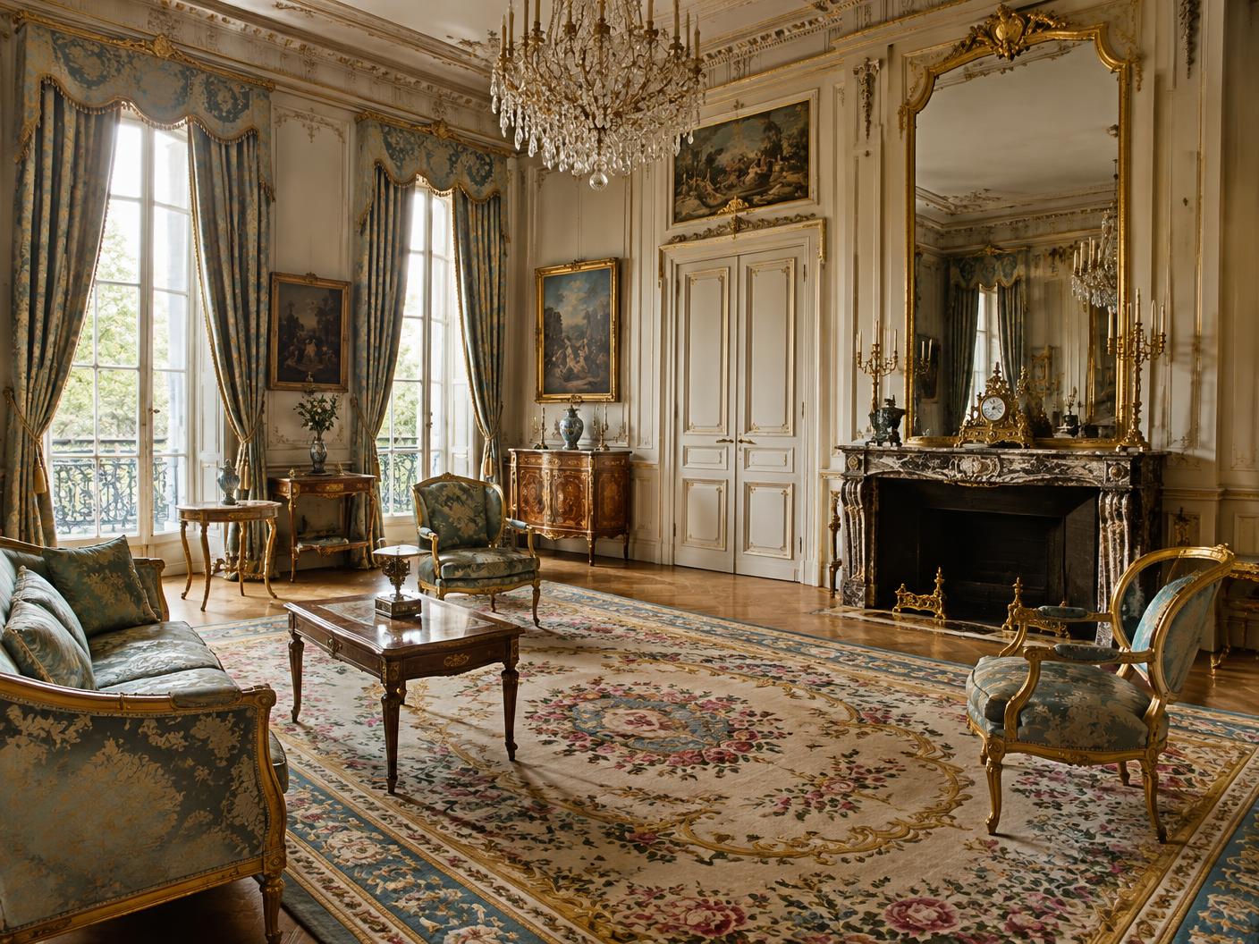 Grand salon classique avec un tapis de style Savonnerie — Versailles